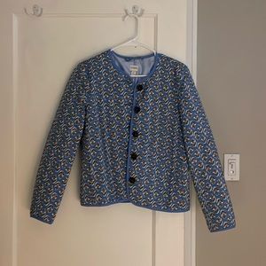 J Crew Blue Block Print Qualited Jacket